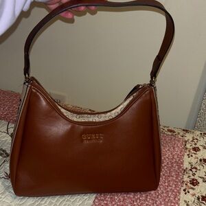 GUESS Brown Leather Shoulder Hobo Bag